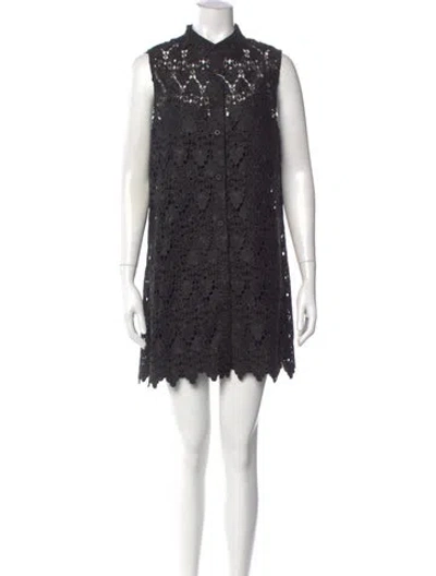 Pre-owned Frame Mock Neck Mini Dress In Black