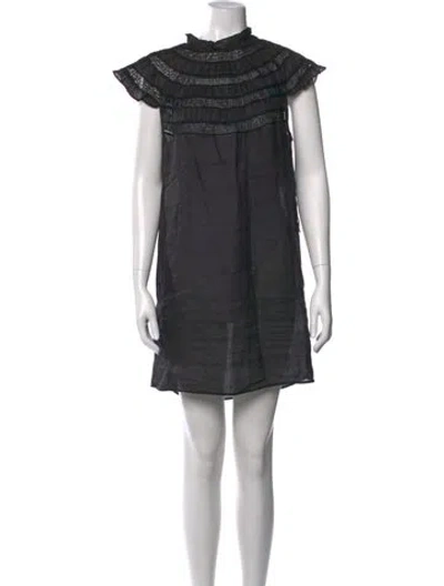 Pre-owned Frame Mock Neck Mini Dress In Black