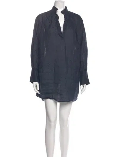 Pre-owned Frame Mock Neck Mini Dress In Blue