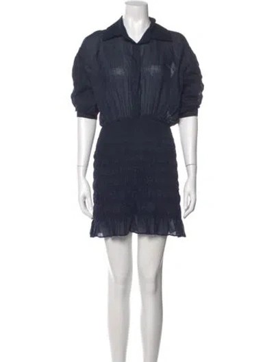 Pre-owned Frame Mock Neck Mini Dress In Blue