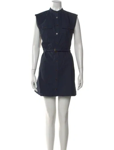 Pre-owned Frame Mock Neck Mini Dress In Blue