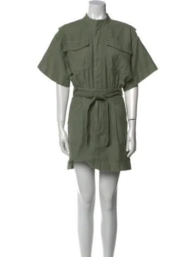 Pre-owned Frame Mock Neck Mini Dress In Green