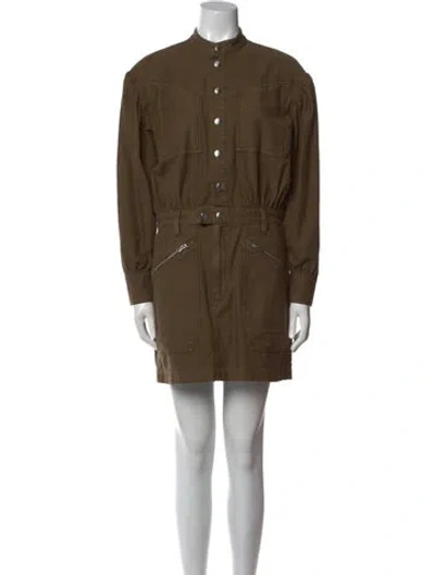 Pre-owned Frame Mock Neck Mini Dress In Green