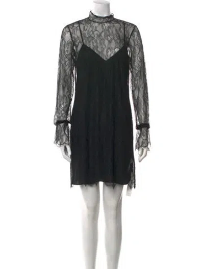 Pre-owned Frame Mock Neck Mini Dress W/ Tags In Black