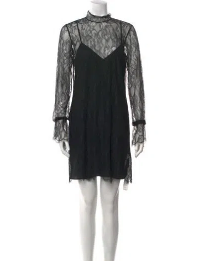 Pre-owned Frame Mock Neck Mini Dress W/ Tags In Black