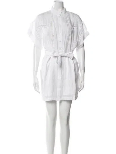 Pre-owned Frame Mock Neck Mini Dress In White