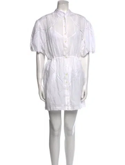 Pre-owned Frame Mock Neck Mini Dress In White
