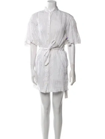 Pre-owned Frame Mock Neck Mini Dress In White