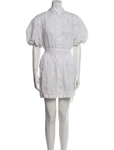 Pre-owned Frame Mock Neck Mini Dress In White