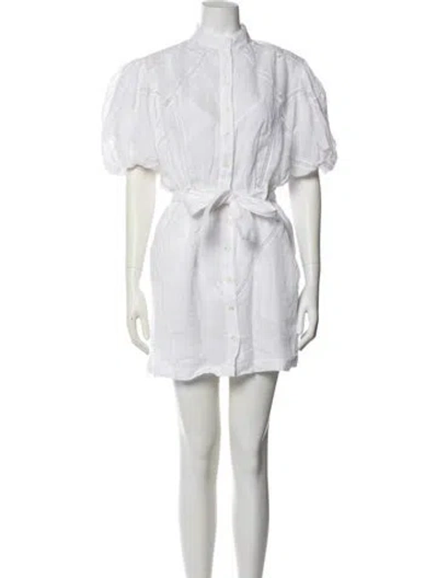 Pre-owned Frame Mock Neck Mini Dress In White