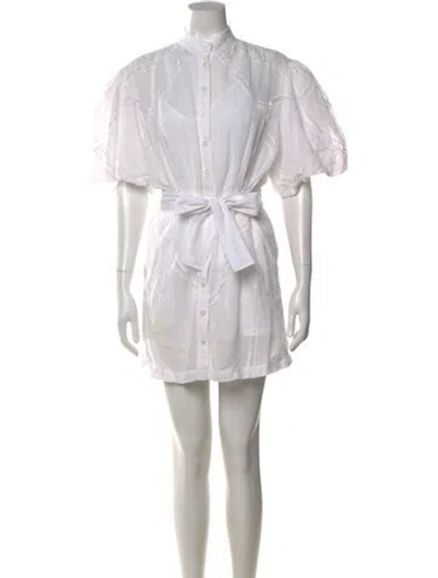 Pre-owned Frame Mock Neck Mini Dress In White
