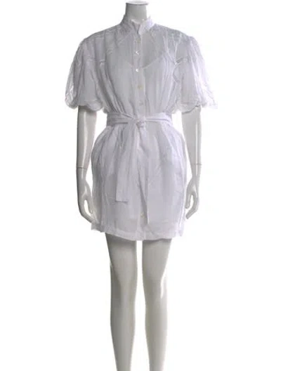 Pre-owned Frame Mock Neck Mini Dress In White