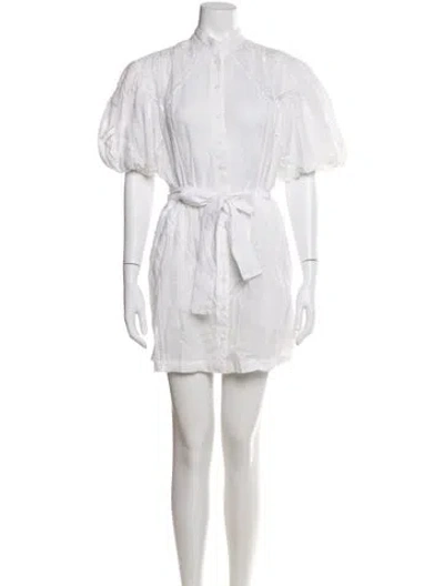 Pre-owned Frame Mock Neck Mini Dress In White