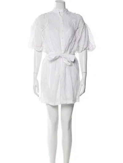 Pre-owned Frame Mock Neck Mini Dress In White