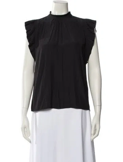 Pre-owned Frame Mock Neck Sleeveless Blouse In Black