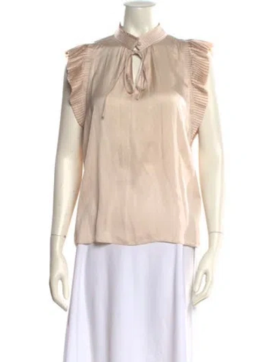 Pre-owned Frame Mock Neck Sleeveless Blouse In Neutral