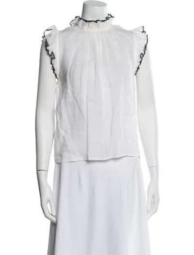 Pre-owned Frame Mock Neck Sleeveless Blouse In White