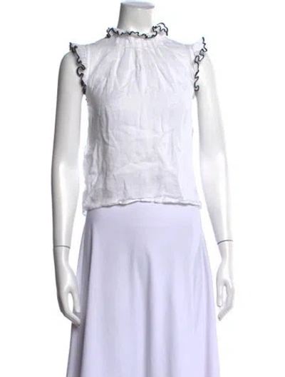 Pre-owned Frame Mock Neck Sleeveless Blouse In White