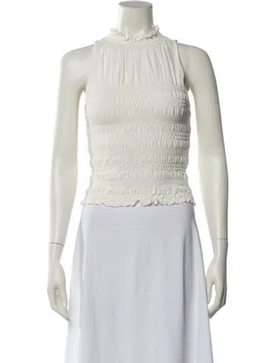 Pre-owned Frame Mock Neck Sleeveless Crop Top In Neutral