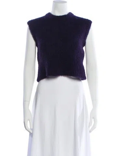 Pre-owned Frame Mock Neck Sleeveless Crop Top In Purple