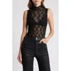 Frame Mock Neck Sleeveless Lace Top
