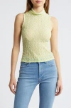 Frame Mock Neck Lace Tank In Mint Green