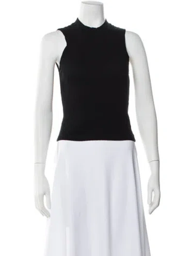 Pre-owned Frame Mock Neck Sleeveless Top In Black