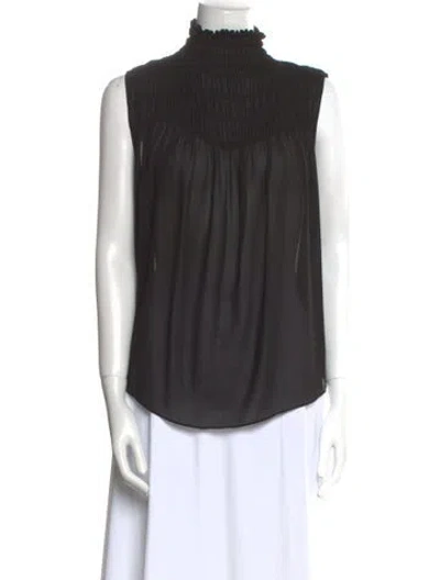 Pre-owned Frame Mock Neck Sleeveless Top In Black