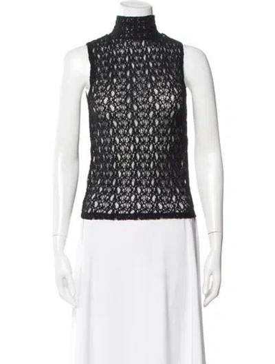 Pre-owned Frame Mock Neck Sleeveless Top In Black
