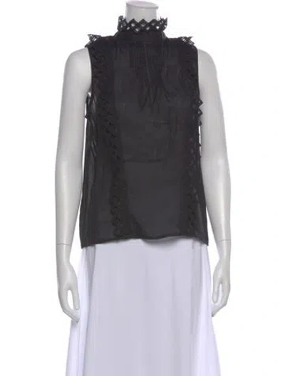 Pre-owned Frame Mock Neck Sleeveless Top In Black