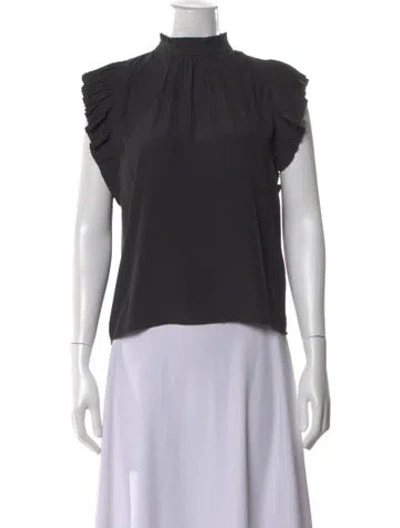 Pre-owned Frame Mock Neck Sleeveless Top In Black