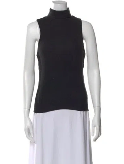 Pre-owned Frame Mock Neck Sleeveless Top In Black