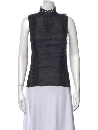 Pre-owned Frame Mock Neck Sleeveless Top In Black