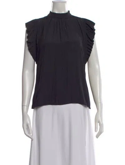 Pre-owned Frame Mock Neck Sleeveless Top In Black