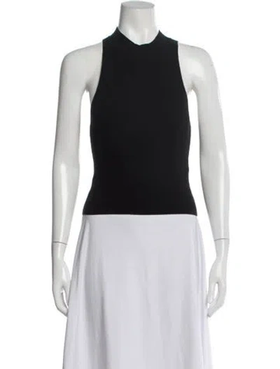 Pre-owned Frame Mock Neck Sleeveless Top In Black