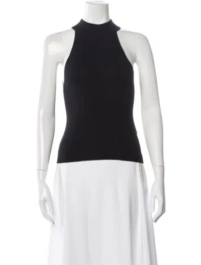 Pre-owned Frame Mock Neck Sleeveless Top In Black