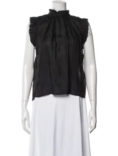 Pre-owned Frame Mock Neck Sleeveless Top In Black