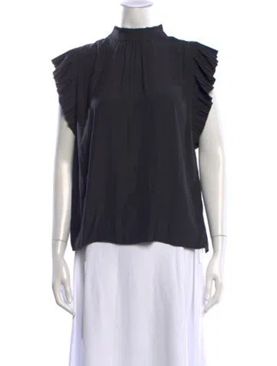 Pre-owned Frame Mock Neck Sleeveless Top In Black