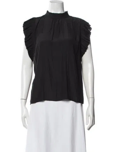 Pre-owned Frame Mock Neck Sleeveless Top In Black