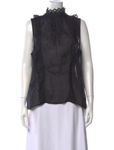 Pre-owned Frame Mock Neck Sleeveless Top In Black