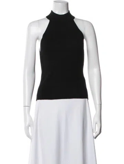 Pre-owned Frame Mock Neck Sleeveless Top In Black