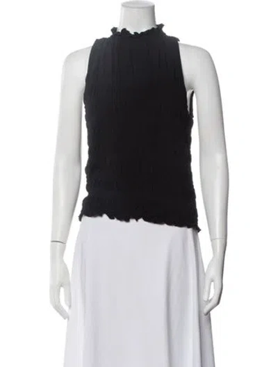 Pre-owned Frame Mock Neck Sleeveless Top In Black