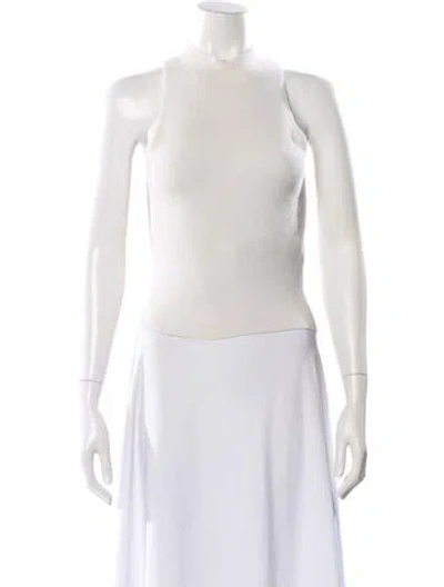 Pre-owned Frame Mock Neck Sleeveless Top In Neutral