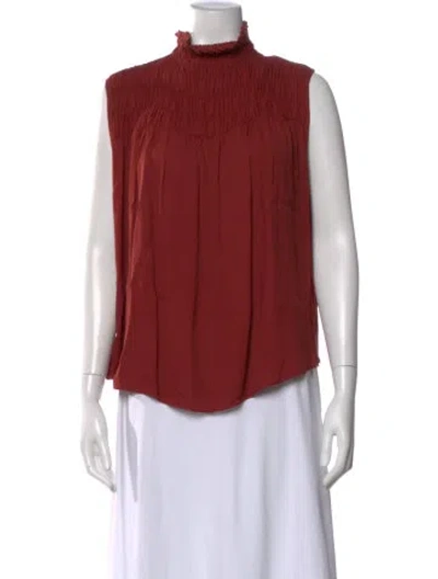 Pre-owned Frame Mock Neck Sleeveless Top In Red