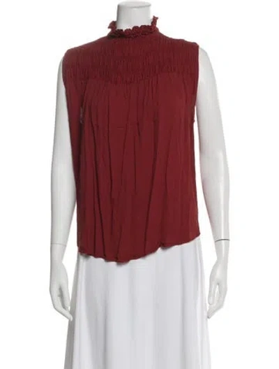Pre-owned Frame Mock Neck Sleeveless Top In Red