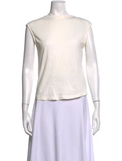 Pre-owned Frame Mock Neck Sleeveless T-shirt In White