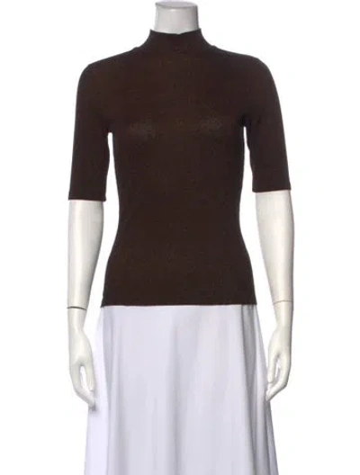 Pre-owned Frame Mock Neck Sweater In Brown