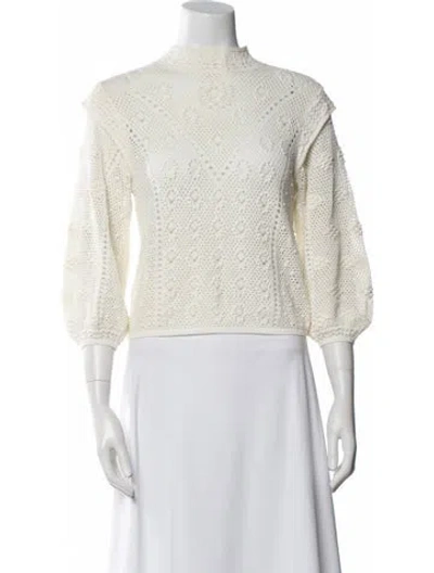 Pre-owned Frame Mock Neck Sweater In White