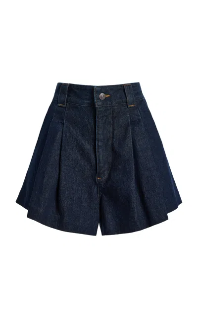 FRAME FRAME THE STRUCTURAL PLEATED DENIM SHORTS