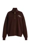Frame The Ritz Half Zip Polo Sweatshirt In Brown